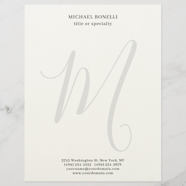 Papel Timbrado Profissional Simples Monogramado Minimalista Moder (Frente)