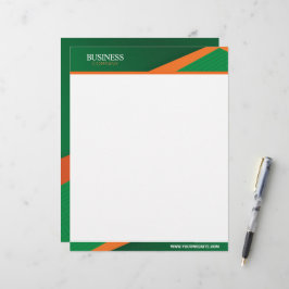 Papel Timbrado Profissional Verde com Faixa Laranja Corporativo