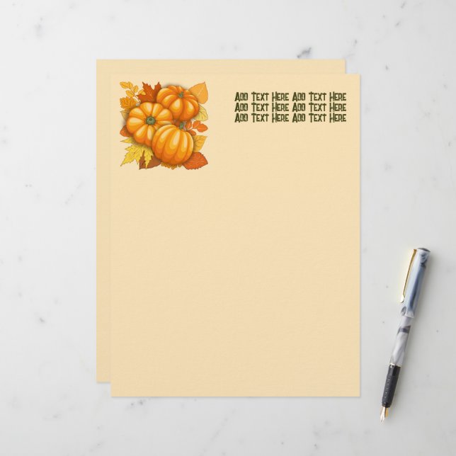 Papel Timbrado Pumpkins Patterno do Halloween em Fall Season (Frente/Verso In Situ)