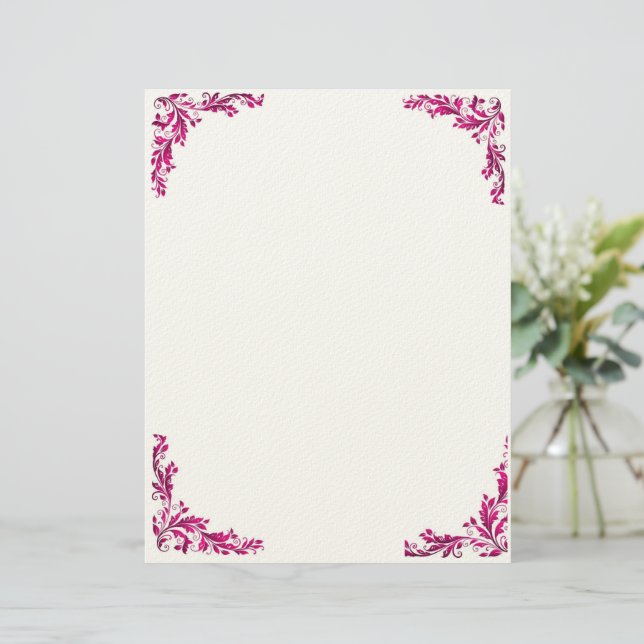 Papel Timbrado Purple Grace Floral Letter Pad (Em pé/Frente)