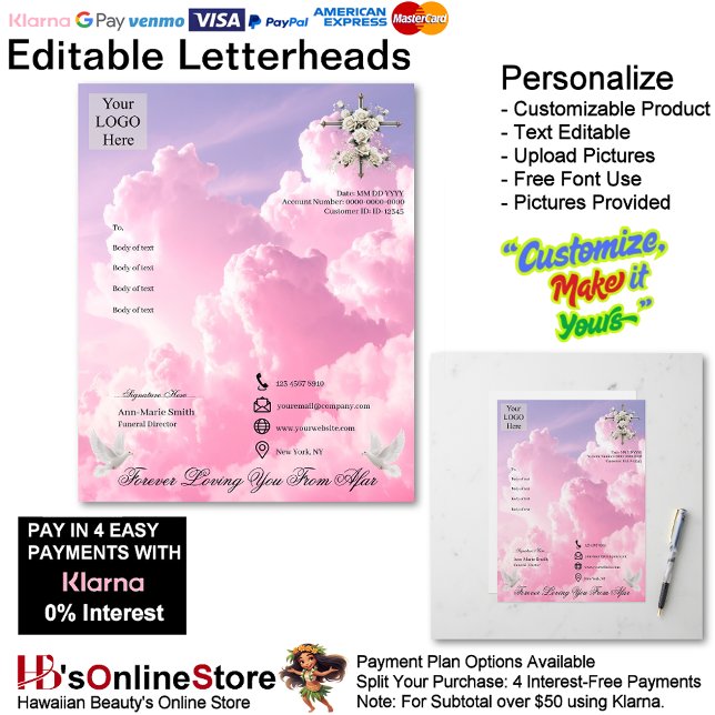 Papel Timbrado Purple Pink Clouds Dove Cross Funeral Memorial  (Purple Pink Clouds Dove Cross Funeral Memorial Letterhead.)