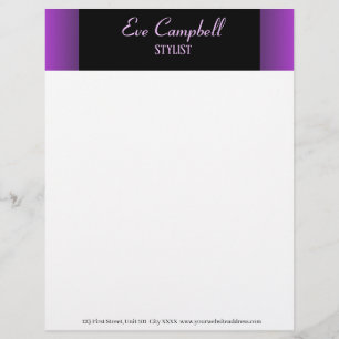 Papel Timbrado Púrpura e preto minimalista