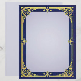 Papel Timbrado Quadro azul e Dourado com o Centro de Lavanda
