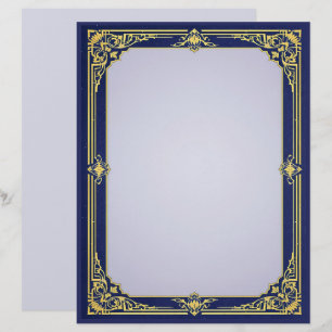 Papel Timbrado Quadro azul e Dourado com o Centro de Lavanda