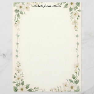Papel Timbrado Quadro de Flores Branco e Azul