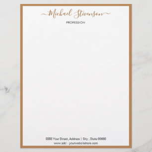 Papel Timbrado Quadro Dourado Elegante Personalizado Seu Nome End