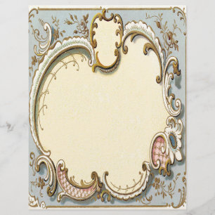 Papel Timbrado Quadro Vitoriano Azul e Dourado