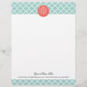 Papel Timbrado Quatrefoil de Casa e Moeda com Monograma Personali