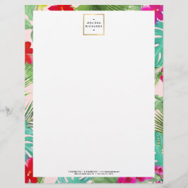 Papel Timbrado Quic Tropical Impressão Watercolor Designer Rosa