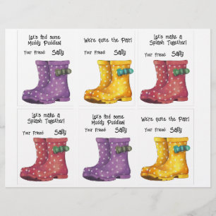 Papel Timbrado Rainbotas, Wellies, Cartões Classe 6 Personalizar