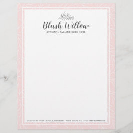 Papel Timbrado Ramos de Folhas Botânicas Modernas Blush Minimalis