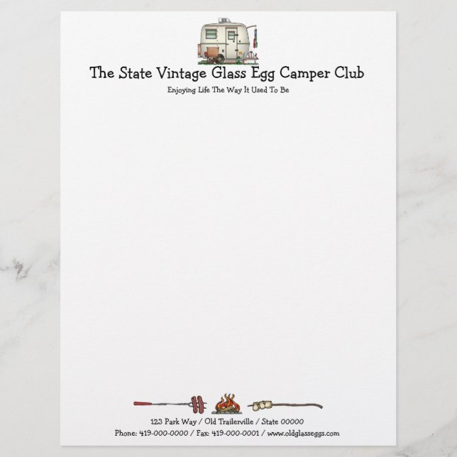 Papel Timbrado Reboque de vidro do viagem do campista do ovo do (Frente)