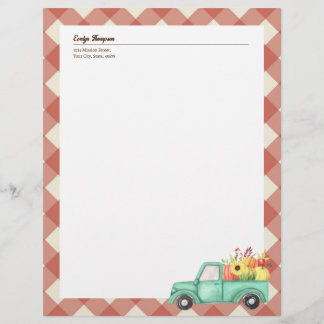 Papel Timbrado Red Gingham Blue Caminck Outono Quebra Estilo do P