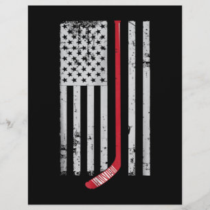 Papel Timbrado Red Hockey Stick American Flag USA Hockey