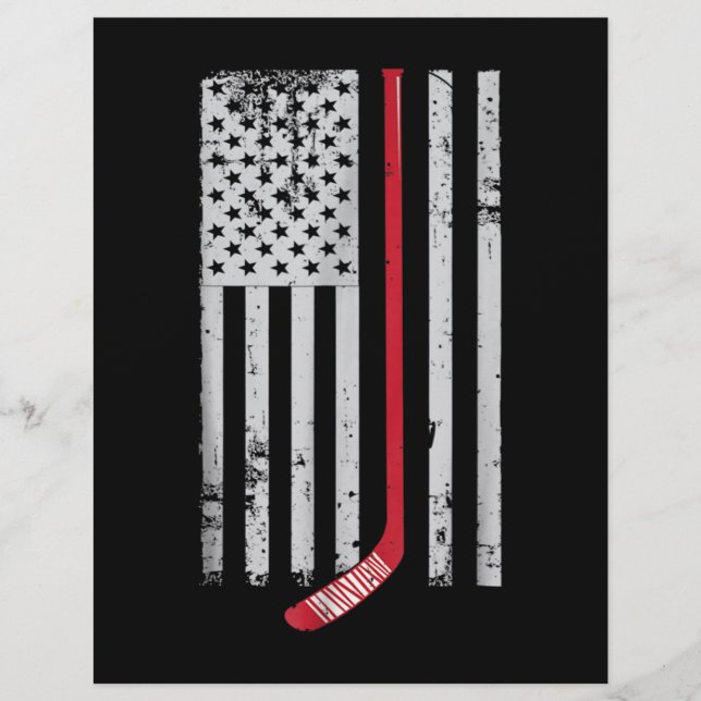 Papel Timbrado Red Hockey Stick American Flag USA Hockey (Frente)