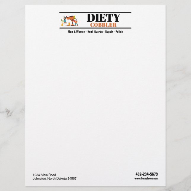 Papel Timbrado Reparação de Sapato de Sapateiro Profissional (Frente)