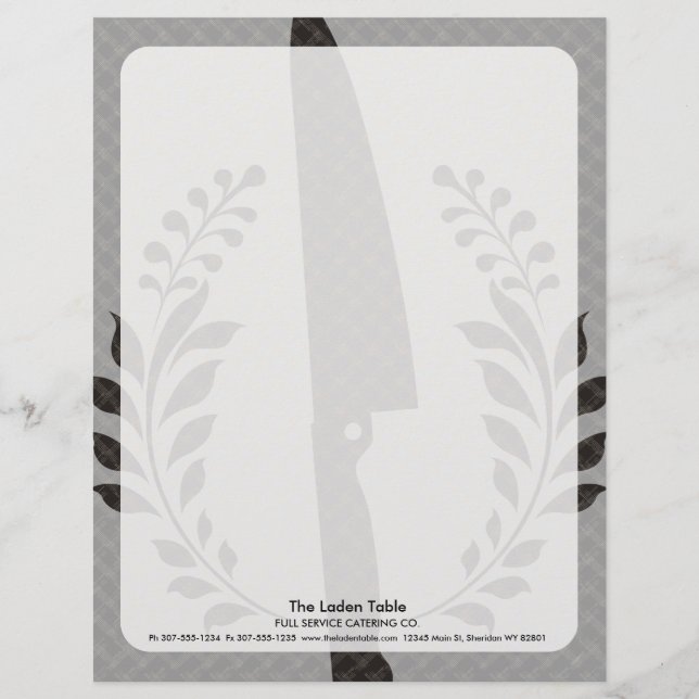 Papel Timbrado Restauração da comida do cozinhar da faca do (Frente)