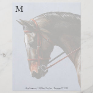 Papel Timbrado Retrato do Cavalo de Brown Bay Oldenburg