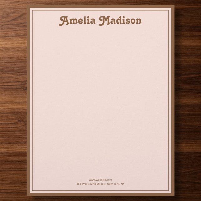 Papel Timbrado Retro Simples Bege Rosa Laranja (Criador carregado)