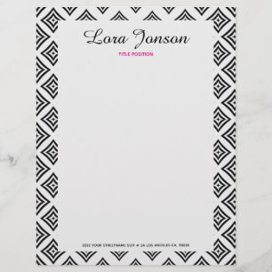 Papel Timbrado Rhomboid Preto Sobre Fundo Branco