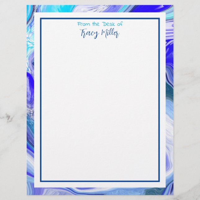 Papel Timbrado Rico Azul Marble Personalizado (Frente)