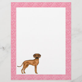 Papel Timbrado Ridgeback Dog Love Heart Pink