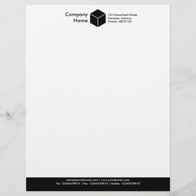 Papel Timbrado Rodapé a cores (Cubo) - Preto (Frente)