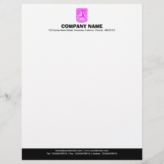 Papel Timbrado Rodapé a cores (Tiki) - Magenta e Preto (Frente)