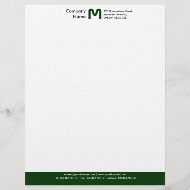 Papel Timbrado Rodapé Colorido Monograma - Verde Escuro (Frente)