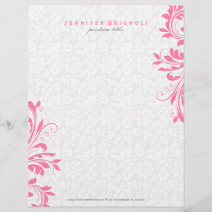 Papel Timbrado Rodozes Rosa Elegantes Em Damascos Brancos