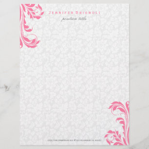 Papel Timbrado Rolha Floral Rosa-Rosa dos Damascos Brancos Elegan