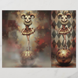 Papel Timbrado  Romantic Clown Scrapbooking Sheet