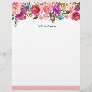 Papel Timbrado Romântica Watercolor floral, timbrado