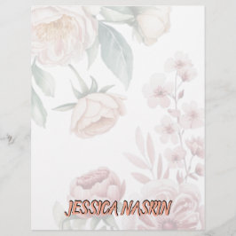 Papel Timbrado Rosa Branca Simples & Floral Rosa Pastel Suave