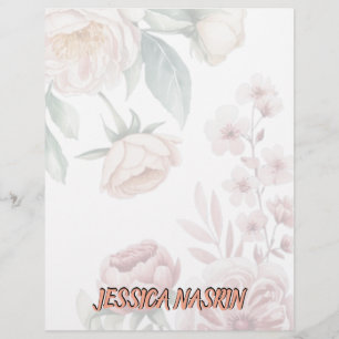 Papel Timbrado Rosa Branca Simples & Floral Rosa Pastel Suave