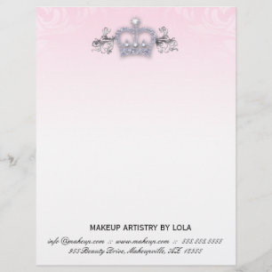 Papel Timbrado Rosa da coroa do cabeçalho do salão de beleza da