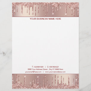 Papel Timbrado Rosa Dourado Blush orienta o nome e o logotipo da 