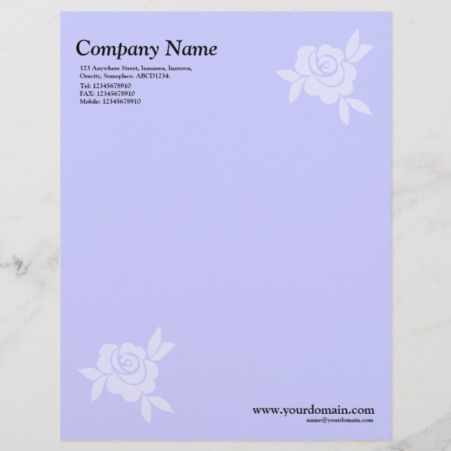Papel Timbrado Rosa Elegante - Azul Claro (Frente)