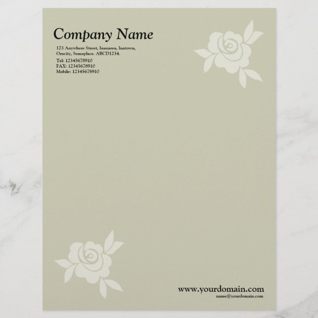Papel Timbrado Rosa Elegante - Bege Quente (Frente)