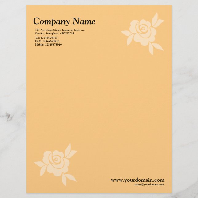 Papel Timbrado Rosa elegante - Laranja Claro (Frente)