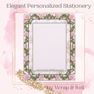 Papel Timbrado Rosa Florals Personalizado Letterhead