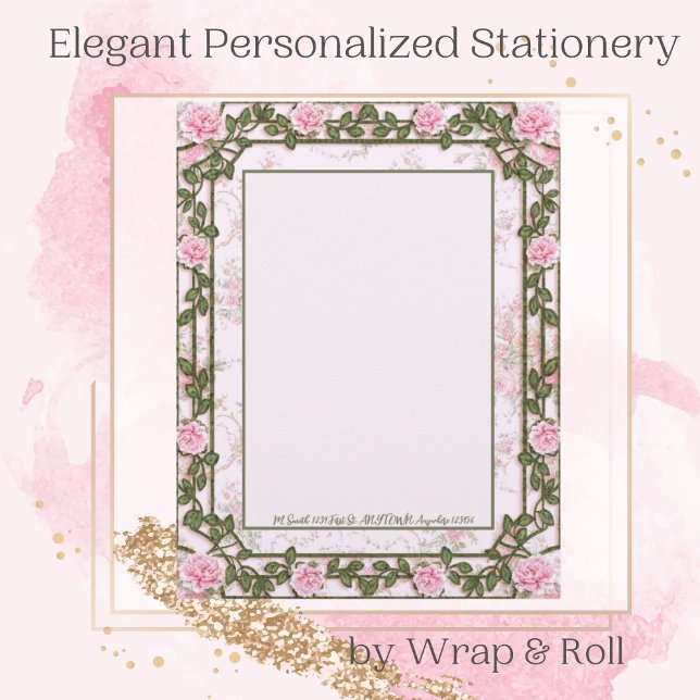 Papel Timbrado Rosa Florals Personalizado Letterhead (Criador carregado)