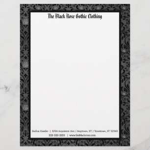 Papel Timbrado Rosa Gótica em Preto e Cinza