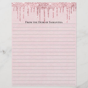 Papel Timbrado Rosa Personalizado com Glitter Tend