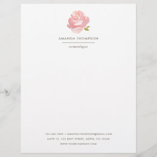 Papel Timbrado Rosa Rosa Pálida Aquarela Chic