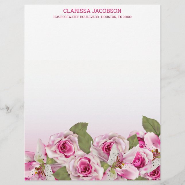 Papel Timbrado Rosa Rosa Rosa Rosa Tiger Lily (Frente)