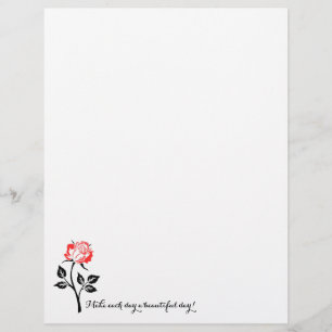 Papel Timbrado Rosa vermelha, Torne Cada Dia Bonito! Papelaria