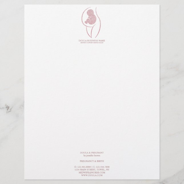 Papel Timbrado Rose Gold Doula & Nascimento (Frente)
