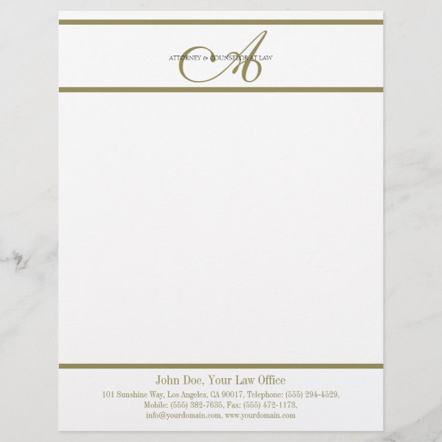 Papel Timbrado Roteiro Dourado do cabeçalho do advogado - (Frente)
