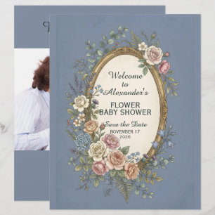 Papel Timbrado Rótulo Vintage com Flores coloridas 23 + seu texto